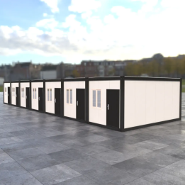 7 Modules 20ft Premium : Bureaux de Chantier Noirs & Robustes