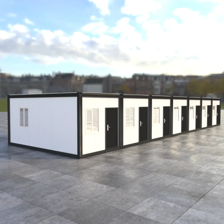 7 Módulos 20ft: Escritório de Obra Premium com Visual Preto