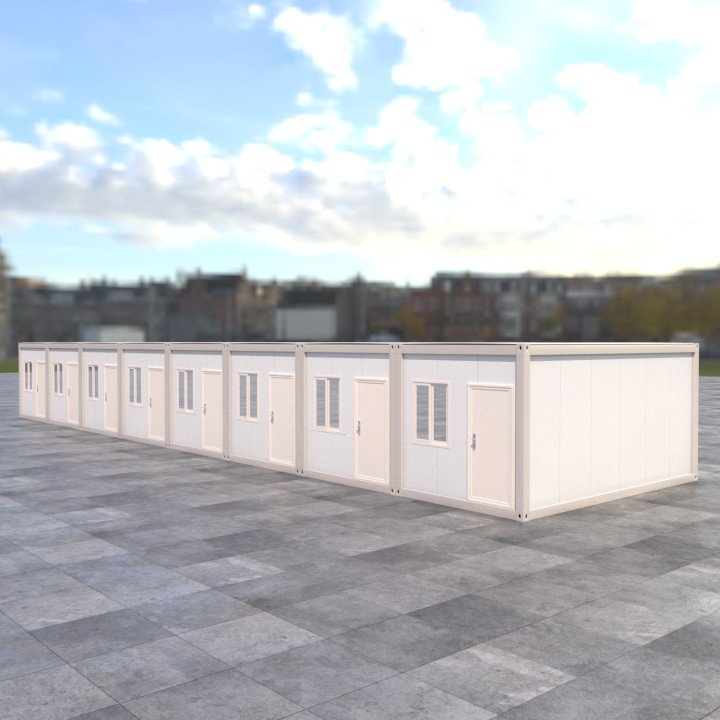 8-Unit White Frame Emergency Housing