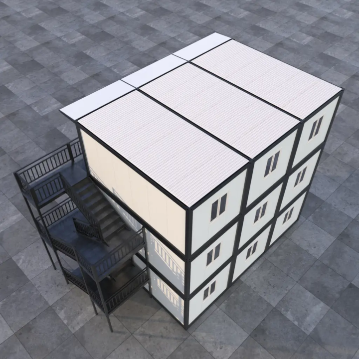 Residencia Estudiantil Modular: 9 Módulos 20ft Negro (3F)