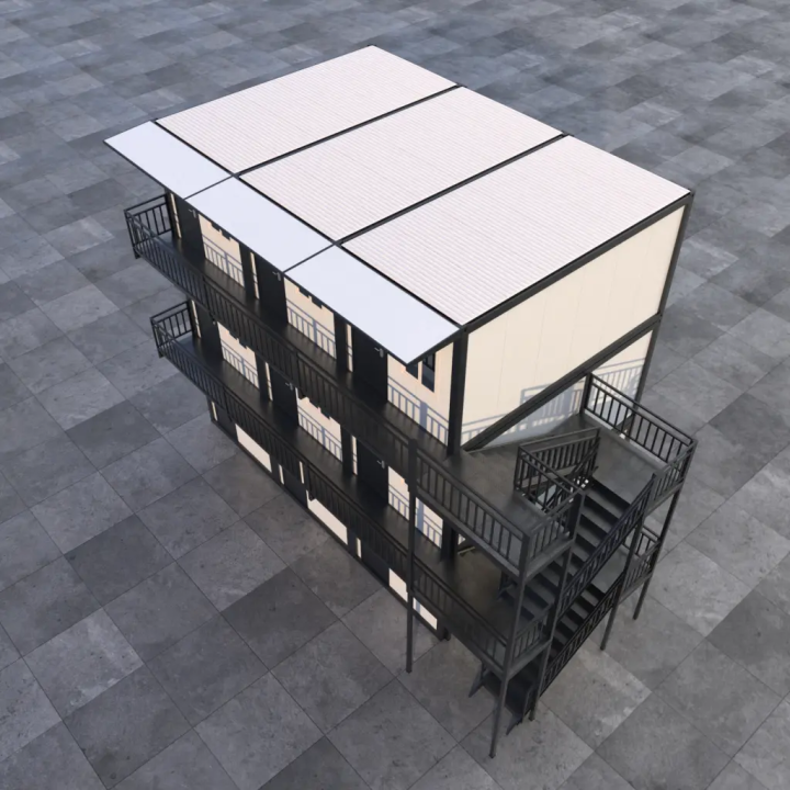 Residencia Estudiantil Modular: 9 Módulos 20ft Negro (3F)
