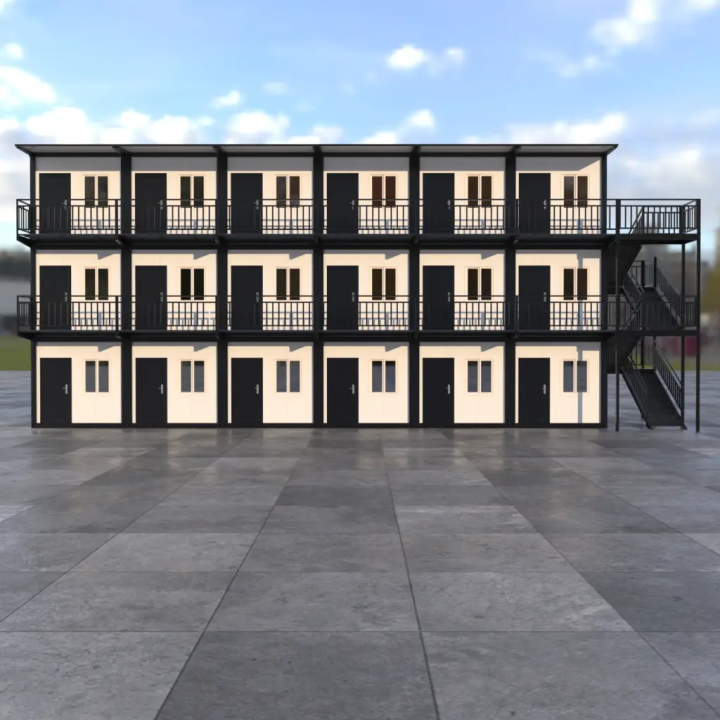 AKAY Bâtiment d'État R+2 : 18 Modules 20ft Noirs