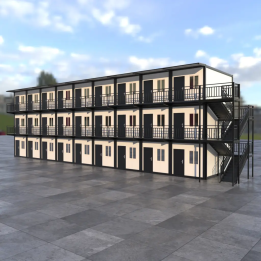 Business Center de Lujo (27 Módulos 20ft Negro): 3 Pisos