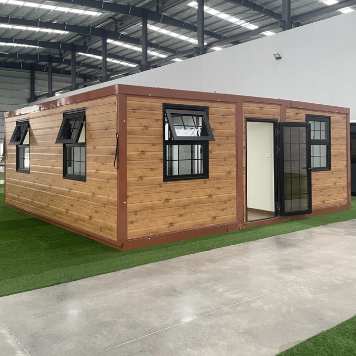 Ausziehbarer Container Haus in Holzoptik | Fertighaus Luxus