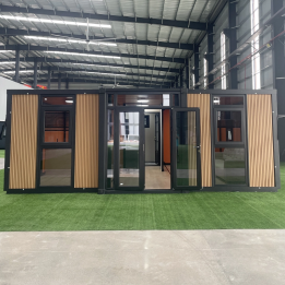 Vertical Stripe Wood Grain Expandable House with Glass Wall