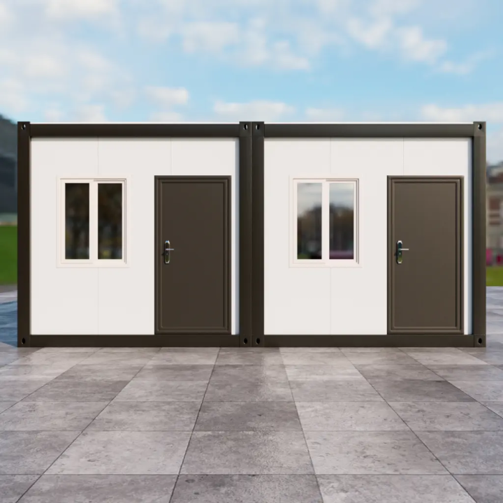 2 Módulos 20ft Marco Negro: Espacio Moderno para Negocios